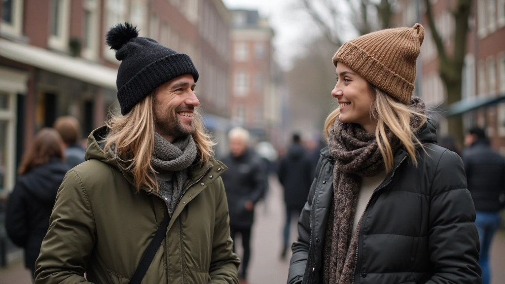 Nederlandse stadsfoto met voorbijgangers in Amsterdam