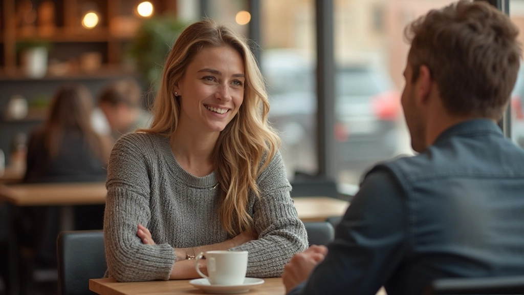 Twee mensen voeren een natuurlijk gesprek in een moderne koffietent met aandachtige gezichtsuitdrukking